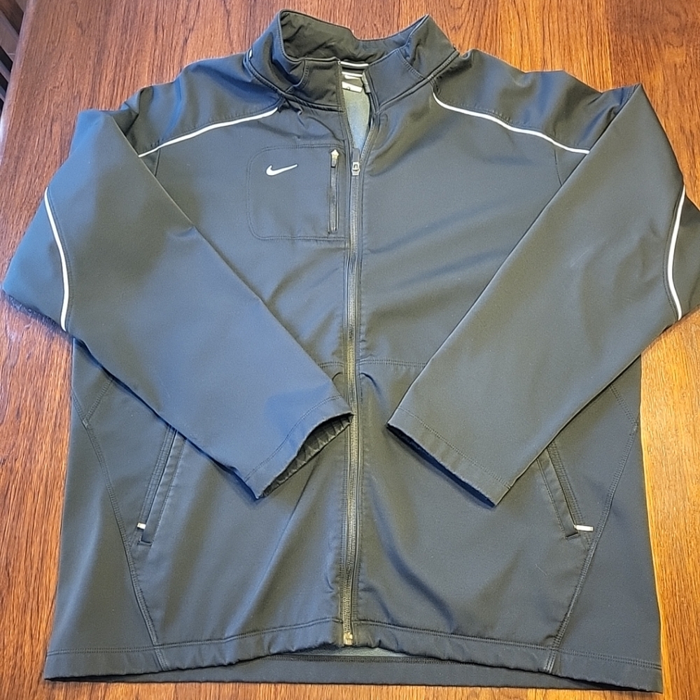 Nike Command Men's Black Soft Shell Full Zip Fleece Lined Jacket X-Large Good